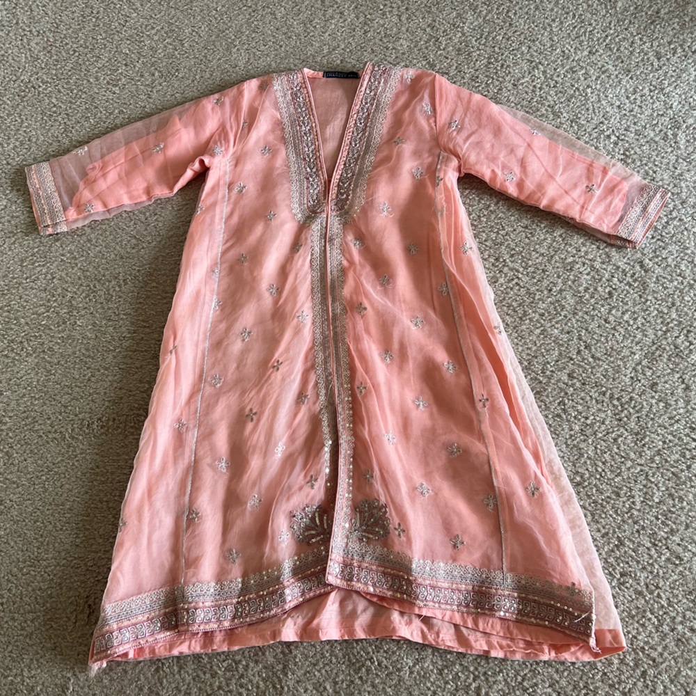 SHANZEY Pink Dress with Silver Embroidery